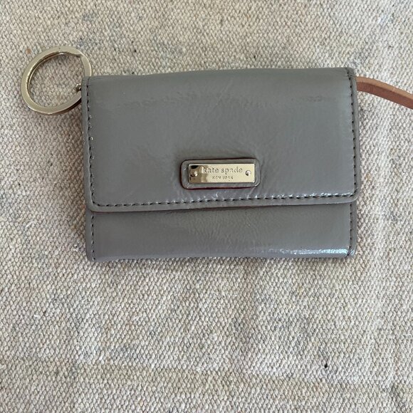 kate spade Handbags - Kate Spade Grey Sylvia Mini Leather Wallet/Key Ring